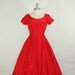 On hold.....1950s Party Dress - Vintage Bright Red Taffeta Short Sleeve Very Full Skirt Party Frock