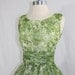 1950s Party Dress - Vintage Summer Green and White Floral Chiffon Sleeveless Garden Party Frock