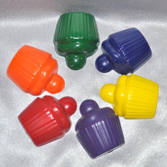 Recycled Crayons Cupcake with a flat back, Total of 6. Il_570xn