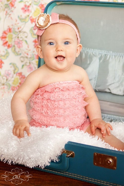 Light pink bubble Lace petti romper