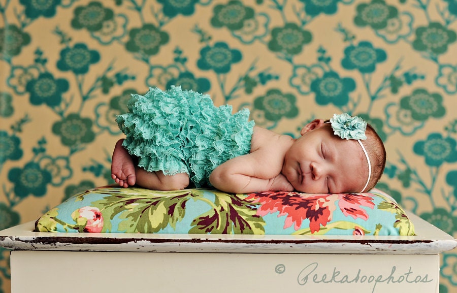 Aqua lace petti romper