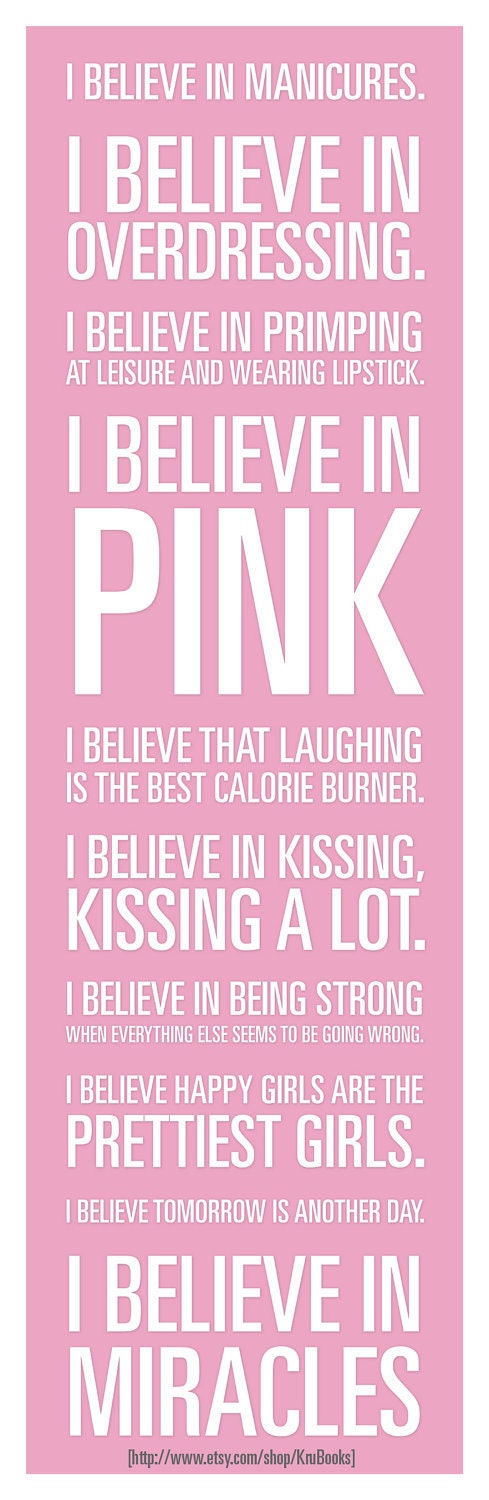 Audrey Hepburn "I Believe" Print - Pale Pink Background (11.75x36 inches)