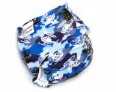 Fitted Cloth Diaper, OS, Flannel - Helicopters, Military, Blue, Camo