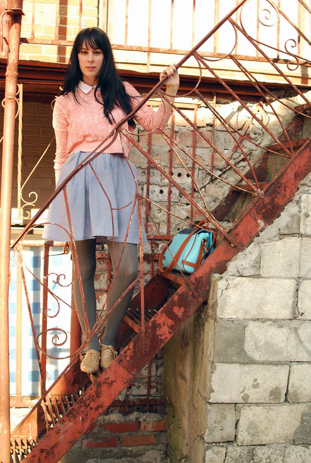 Blair Eco blue circle skirt - Organic cotton and hemp / xsmall, small, medium, large, xlarge, custom sizing