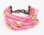 Studded Cuff Bracelet in Hot Pink 'Maze'