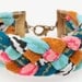 Braided Fabric Bracelet in Mint and Hot Pink