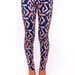 Hand Printed Leggings in Navy and Orange Punch 'Face' Print