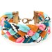 Braided Fabric Bracelet in Mint and Hot Pink