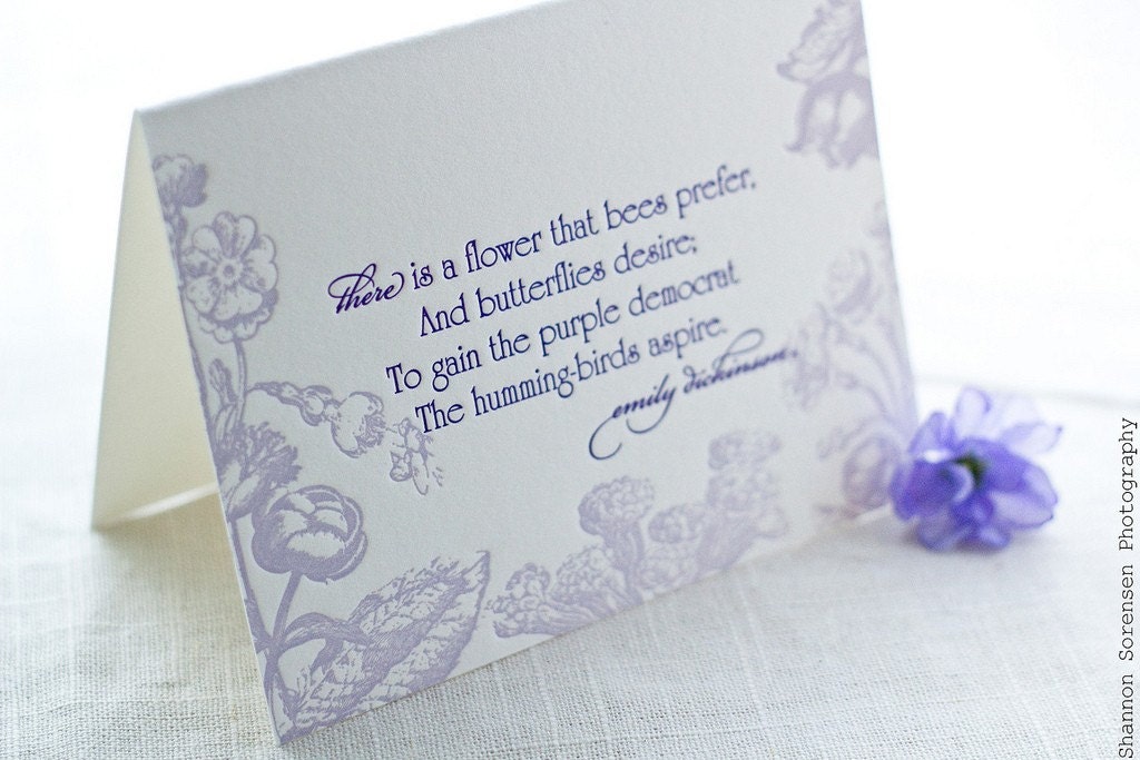 Letterpress Note Card- Folded- Emily Dickinson