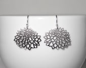 Dahlia Earrings in Silver - Dainty Simple Dangle Flower Earrings - Perfect Gift - morganprather