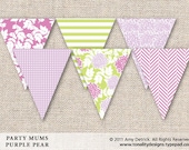 DIY Printable Pennant Banner: Party Mums (Purple Pear)