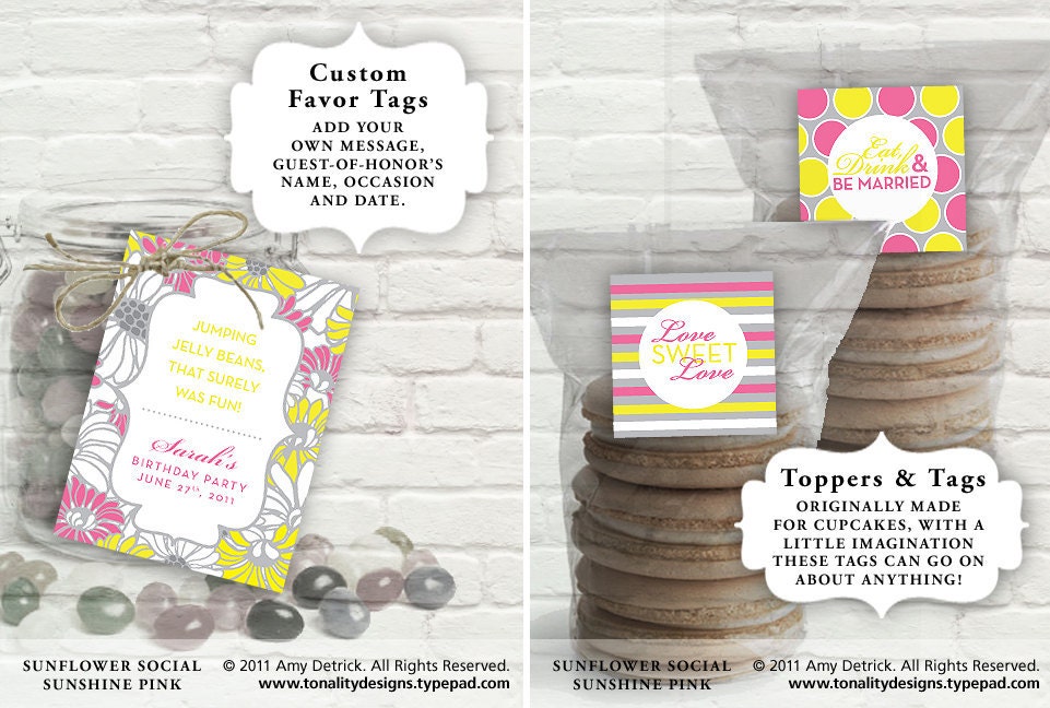 DIY Printable Party Collection Accessories: Sunflower Social (Sunshine Pink)