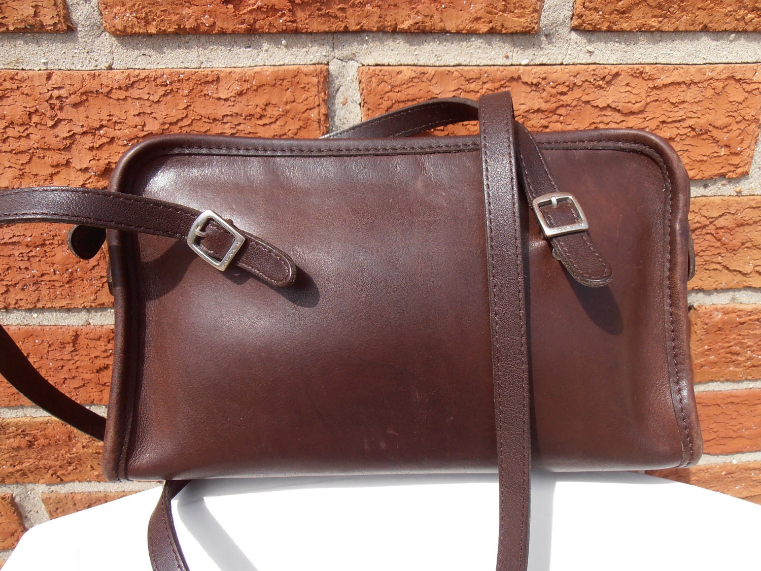 COACH Mahogany Leather SATCHEL Clutch baguette purse 9051 Bag