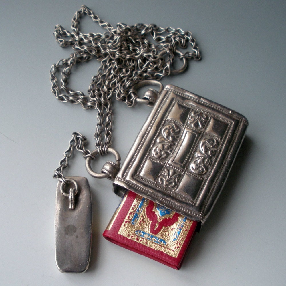 RESERVED RESERVED Antique Silver Islamic Koran Holder Necklace Middle Eastern Prayer Box