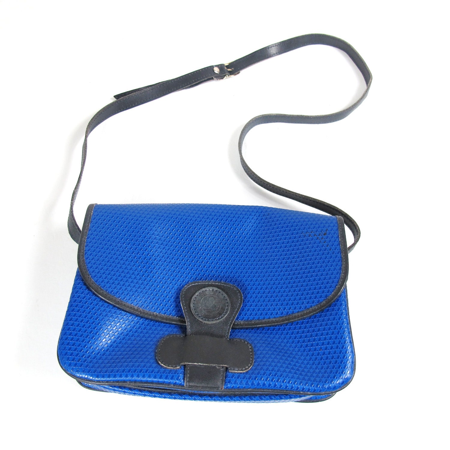 S A L E 80s Liz Claiborne Bright Blue Shoulder Purse