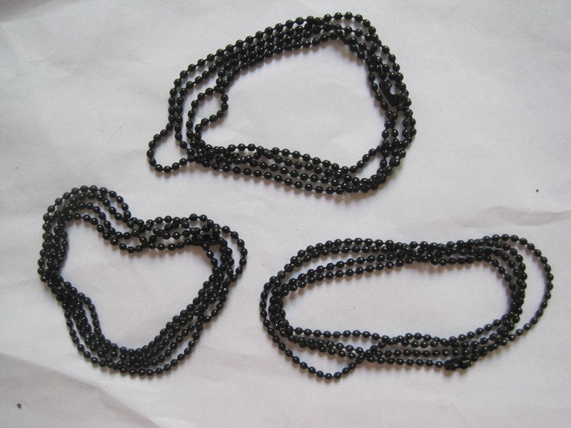 10pcs black ball necklace chain with matching connector