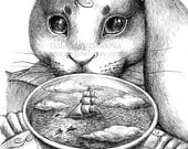 March Hare - Tempest in a Teacup - 8 x 10 giclee print