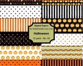 Buy 2 GET 1 FREE - Halloween Pumpkins, Candy Corn, Trick or Treat, Dots, Stripes Digital Paper pack Scrapbooking, Card Making, Printable 42