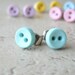 Button Earrings for Little Girls in Blue Pastel Colors Cute Post Earrings Tiny Stud