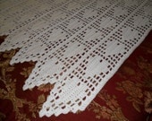 Large Hand Crocheted White Cozy Cover Throw Afghan Blanket--'HEARTS APLENTY'