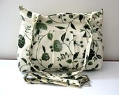 Diaper Bag-Large-Double Straps and Adjustable to Straps-6 Large Pockets-Zipper Closure-Green Flowers Leafs
