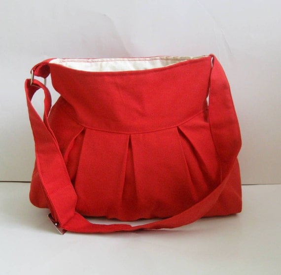 Sale % 10 off-Tote bag-Red-Pleated-Adjustable to Straps