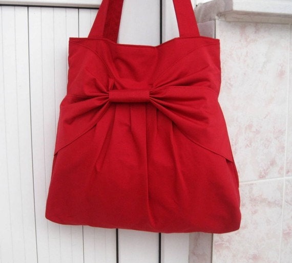 Purse-Shoulder Bag-Double Straps-Red-Large