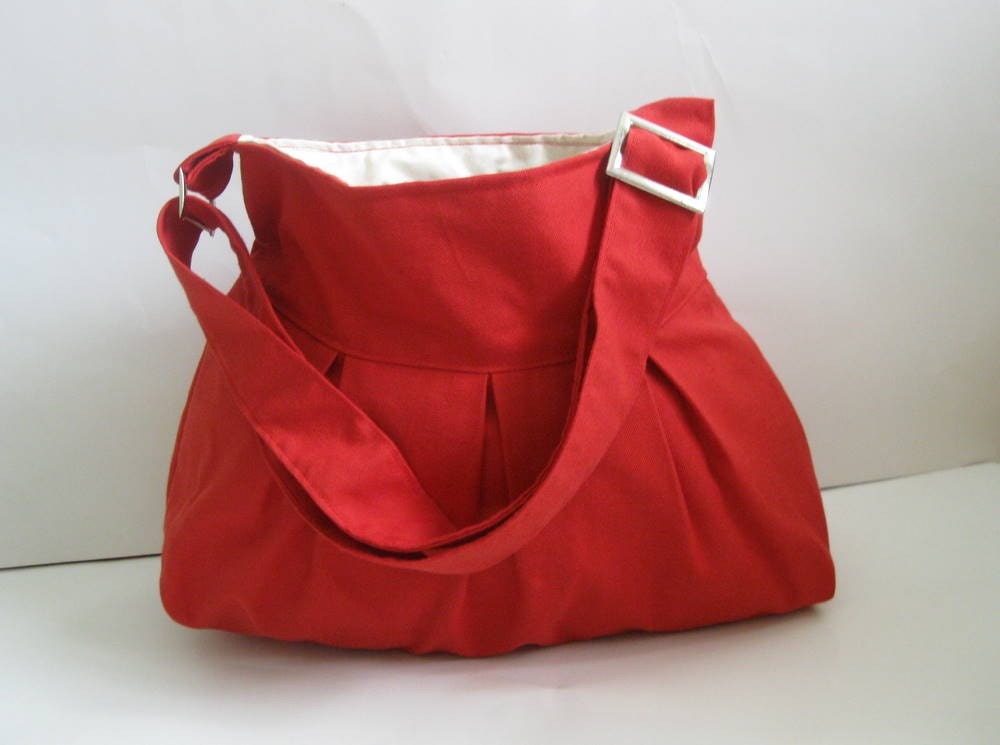 Sale % 10 off-Tote bag-Red-Pleated-Adjustable to Straps