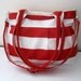 Sale % 10 off-Red and White-Pleated Bag-Large-Double Straps and Adjustable to Straps-6 Large Pockets-Zipper Clouse
