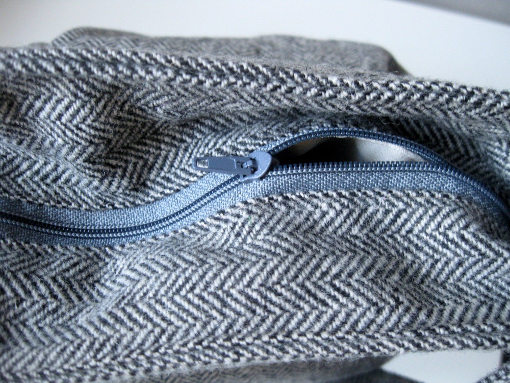 Sale % 10 off-Sale-Wool Bag-Pleated-Gray-Pleated-Adjustable to Straps-Zipper Closure