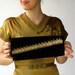Vintage Diagonal Golden Embroidery Jet black MASKIT clutch