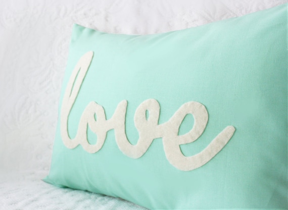 Light Teal Love Pillow