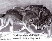 Wolves painting wildlife art reproduction by Michaeline 8x10 inches