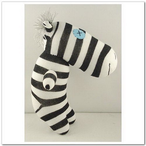 Handmade Sock Zebra Stuffed Animal Doll Baby Toys