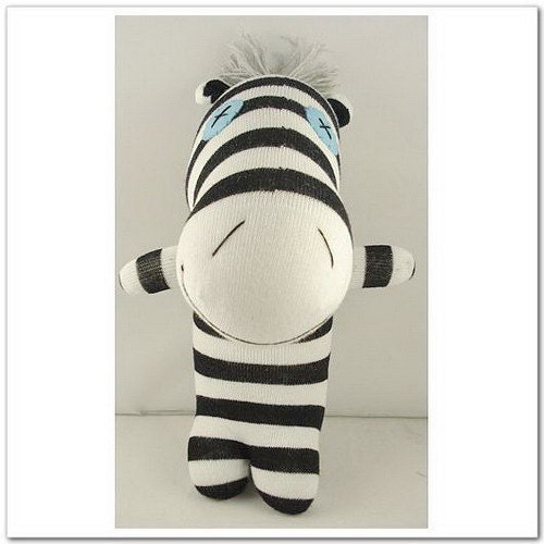 Handmade Sock Zebra Stuffed Animal Doll Baby Toys