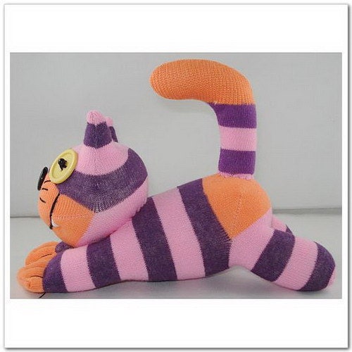 Handmade Sock Cheshire Cat Kitty Stuffed Animal Baby Toy