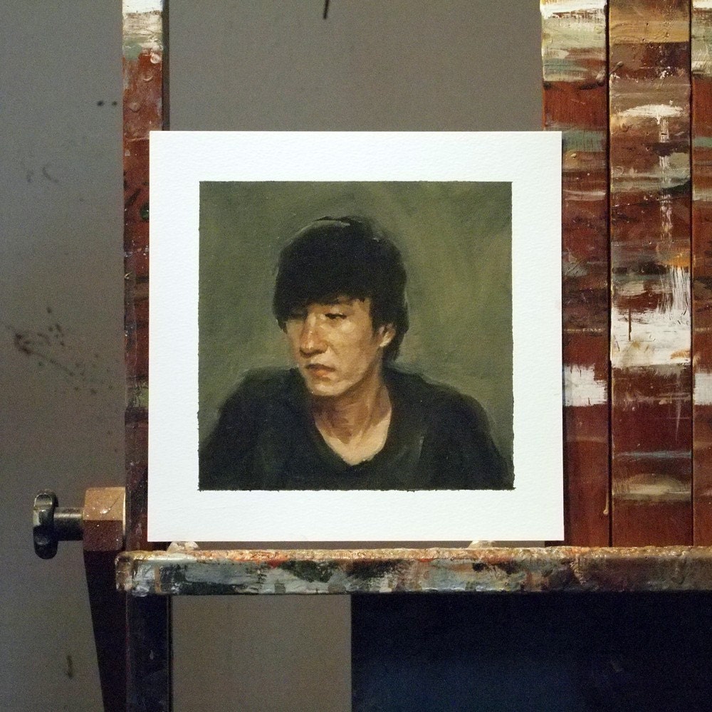 Portrait study 4, original oil painting on paper