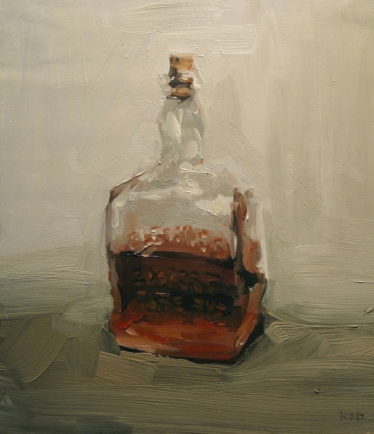 The Bottle Half Full, Large Art Print Poster of Original Oil Painting, whiskey bar gift
