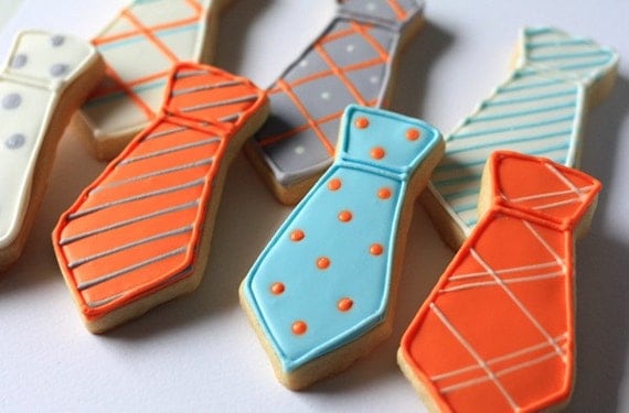 Hand Decorated Sugar Cookies Dress Ties // 1 Dozen // Birthday // Father's Day // Baby Shower // Individually wrapped and and packaged