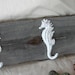 Rustic Wood and Cast Iron Nautical Sea Horse Hooks / Hanger Wall Decor/ Coastal Decor Beach