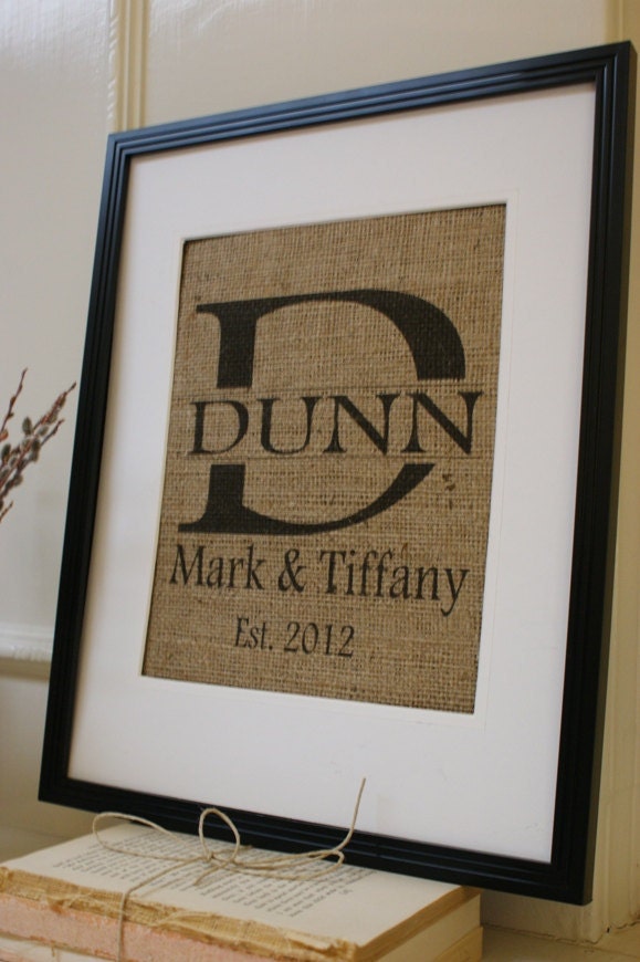 Personalized Wedding or Engagement Burlap Artwork