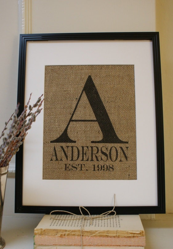 Original Burlap Wedding or Anniversary Personalized Artwork