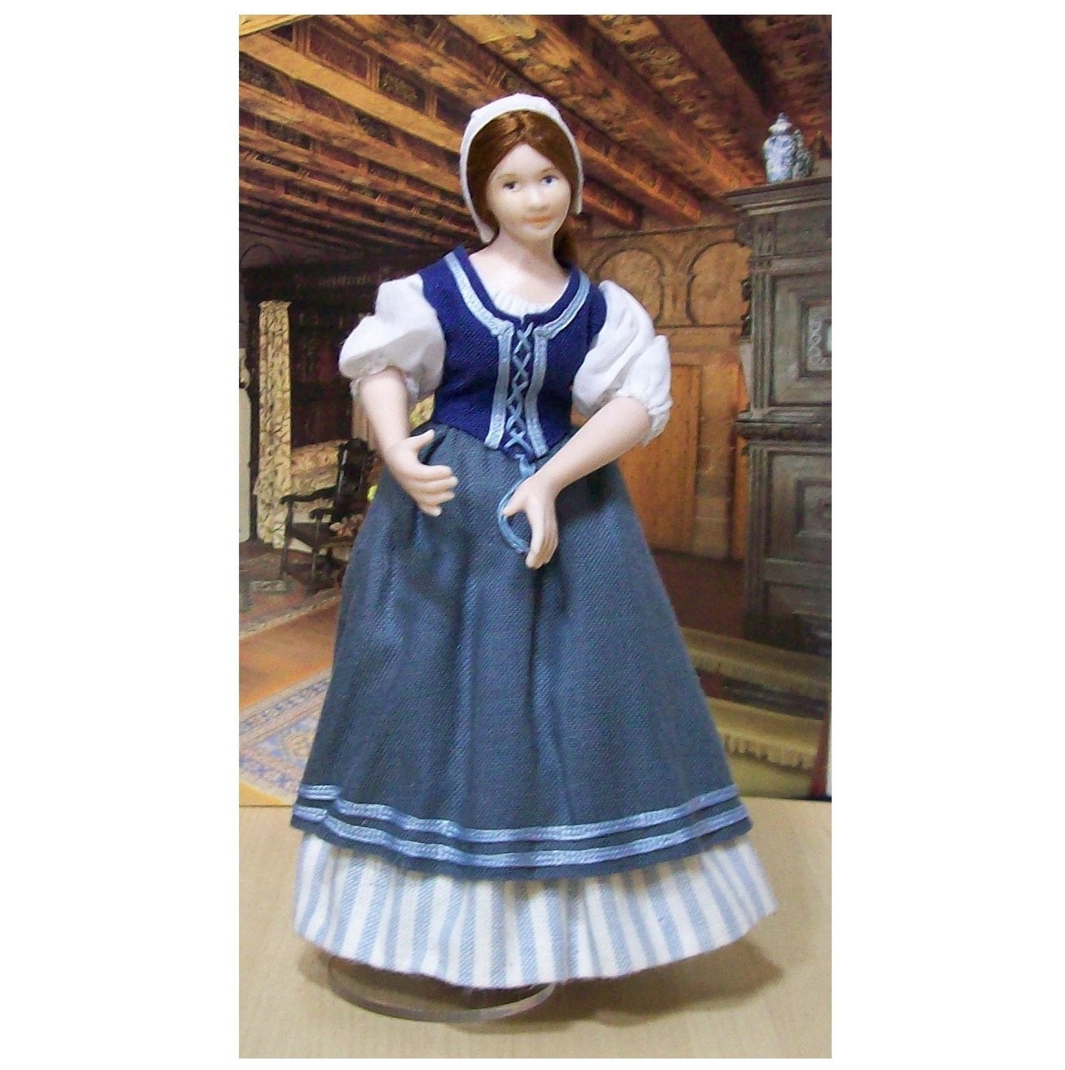 Kit, Tudor Wench doll,  12th scale dolls house doll to dress, all materials, instructions and porcelain doll