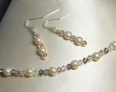 Crystal and Pearl Bracelet and Earrings Set