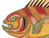 Jigsaw Puzzle, handcut, wood, wooden, figural, 10.5 x 5 inches, 68 pieces, sculpted edge - FANCY FISH 1