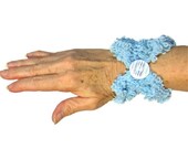 Hand Knit Cuff/Bracelet - Blue