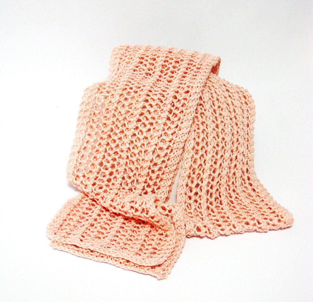 Peachy Pink Hand Knit Scarf