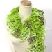Neon Lime Green Ruffle Scarf - Hand Knit