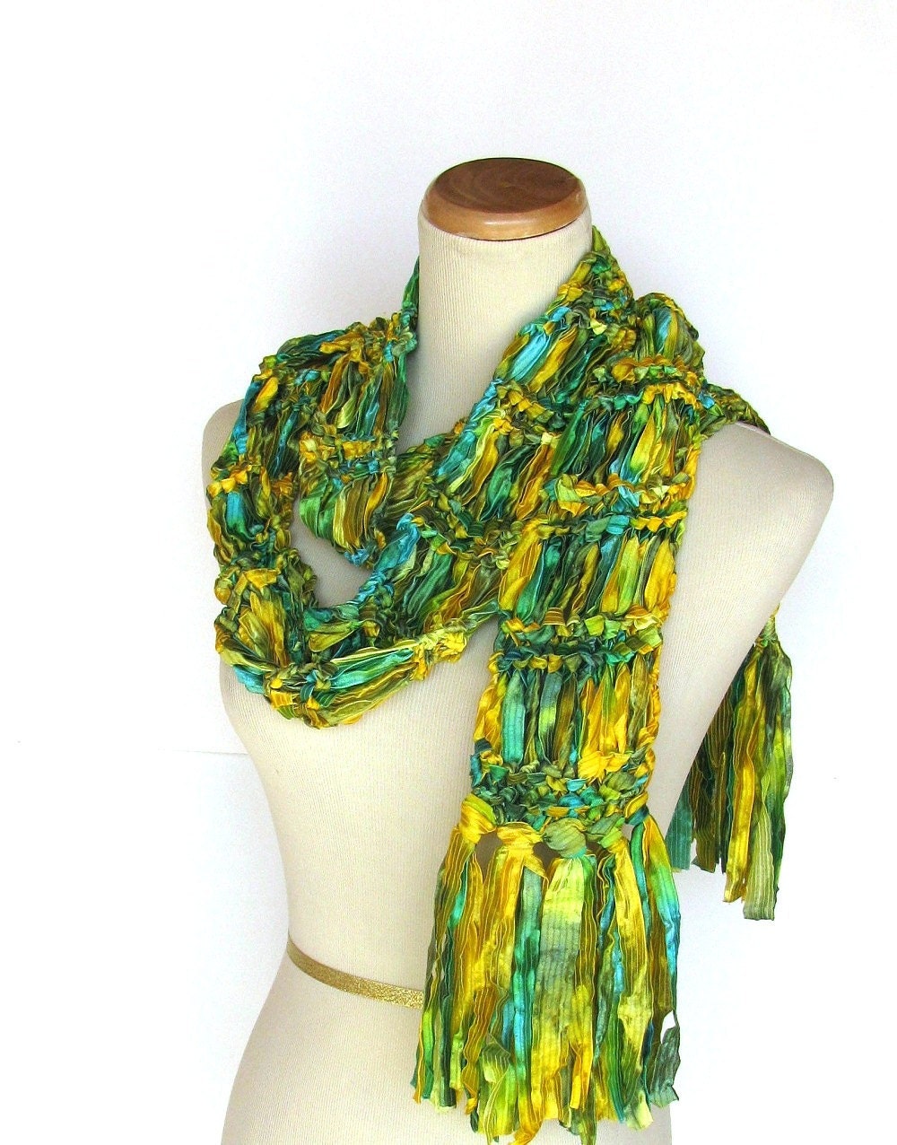 Mother's Day Emerald City Hand Knit Scarf - Green and Yellow
