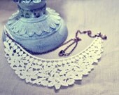 White Lace necklace with real pearl/ Bridal necklace/ Christmas gift/ Bridesmaid necklace/ rusteam  under 25